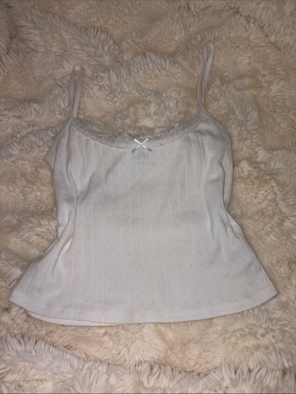 White Lace-Trim Ribbed Cami Top Harlow